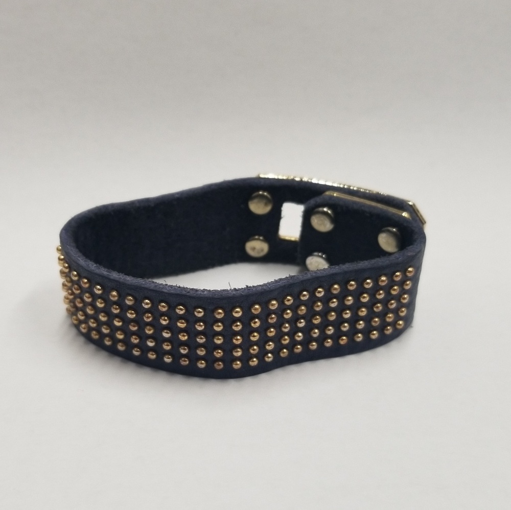 Faux leather navy blue wrap bracelet